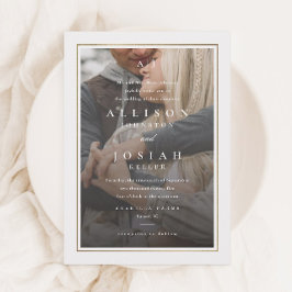 エレガント金ゴールド透過結婚写真 招待状