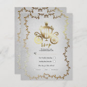 エレガント金ゴールド運結婚動ストーリーブックのR.S.V.P. 招待状 (正面/裏面)