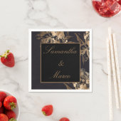 エレガント金ゴールド金属バラ結婚フローラ スタンダードカクテルナプキン (インサイチュ)