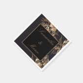 エレガント金ゴールド金属バラ結婚フローラ スタンダードカクテルナプキン (角)