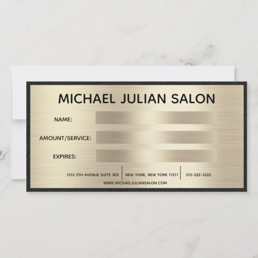 エレガント金ゴールド金属性のギフト券 (裏面)