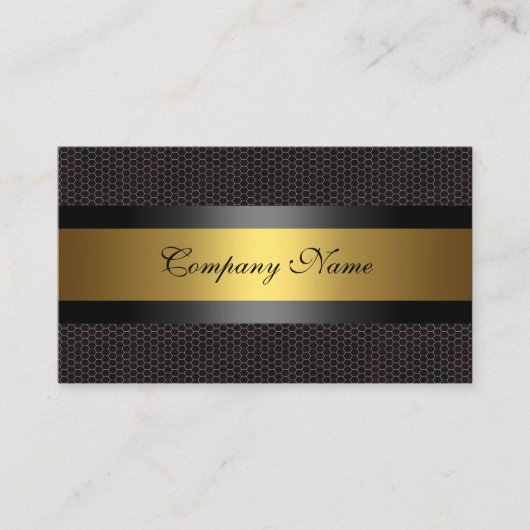 エレガント金ゴールド金属白黒 名刺 (正面)