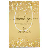 エレガント金ゴールド金色輝きミニマル ミディアムペーパーバッグ (正面)