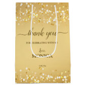 エレガント金ゴールド金色輝きミニマル ミディアムペーパーバッグ (裏面)