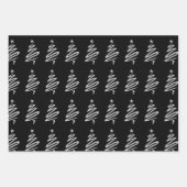 エレガント金ゴールド銀のクリスマスツリーパターン ラッピングペーパーシート (正面)