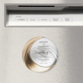 エレガント金ゴールド銀結婚式招待状 マグネット (インサイチュ (食洗機))