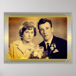 エレガント金ゴールド銀縁どフレカスタムーム写真 ポスター