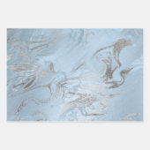 エレガント金ゴールド銀青大理石 ラッピングペーパーシート (正面3)