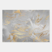 エレガント金ゴールド銀青大理石 ラッピングペーパーシート (正面2)