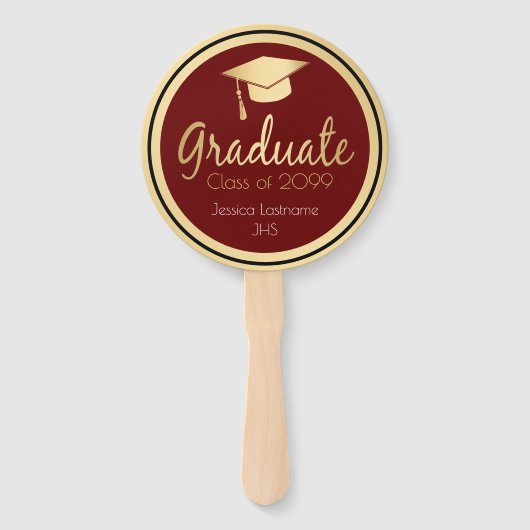 エレガント金ゴールド院生お祝い写真 ハンドファン (正面)