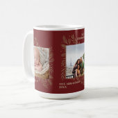 エレガント金ゴールド離れズMerry Christmas Family写真 コーヒーマグカップ (正面左)