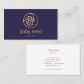 エレガント金ゴールド離れトリオのロゴNavy Blue 名刺 (正面/裏面)