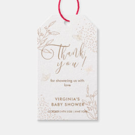 エレガント金ゴールド離れバタフライ赤ちゃんシャワー ギフトタグ