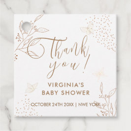 エレガント金ゴールド離れバタフライ赤ちゃんシャワー フェイバータグ