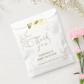 エレガント金ゴールド離れバタフライ赤ちゃんシャワー フェイバーバッグ (封をした状態)