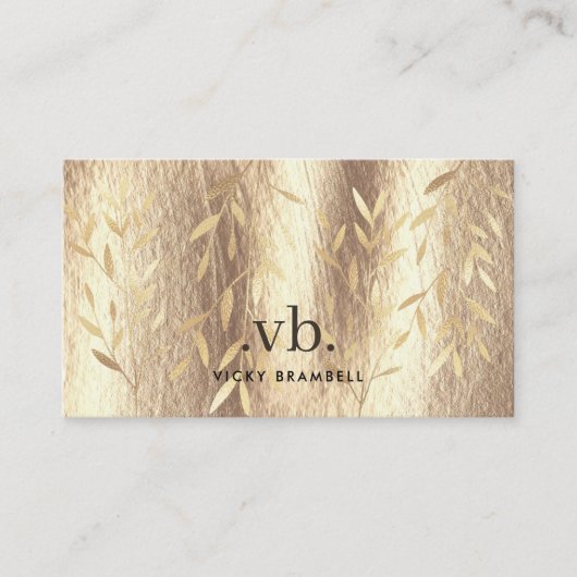 エレガント金ゴールド離れモノグラムモダンアーティスト 名刺 (正面)