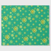 エレガント金ゴールド雪片グリーンラッピング紙 ラッピングペーパー (フラット)