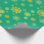 エレガント金ゴールド雪片グリーンラッピング紙 ラッピングペーパー (角)