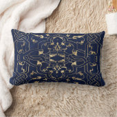 エレガント金ゴールド青 ランバークッション (ブランケット)