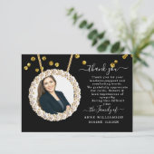 エレガント金ゴールド額写真の葬儀サンキューカード サンキューカード (スタンド正面)