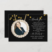 エレガント金ゴールド額写真の葬儀サンキューカード サンキューカード (正面/裏面)