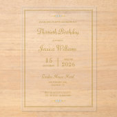 エレガント金ゴールド額誕生日パーティー アクリル招待状 (正面)