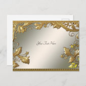 エレガント金ゴールド飾フローラはがき ポストカード (正面/裏面)