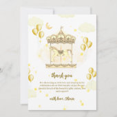 エレガント金ゴールド魔法バルーン回転木馬ベビーシャワー サンキューカード (正面)