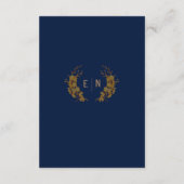 エレガント金ゴールド鳥ネイビー結婚ブルー詳細 エンクロージャーカード (裏面)