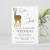 エレガント金ゴールド鹿と金ゴールド紙吹雪結婚ズ 招待状 (スタンド正面)
