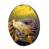 エレガント金ゴールド黄色の孔雀 ダーツボード (正面右)