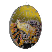 エレガント金ゴールド黄色の孔雀 ダーツボード (正面左)