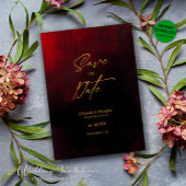 エレガント金ゴールド黒と赤結婚の セーブザデート