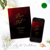 エレガント金ゴールド黒と赤結婚の セーブザデート