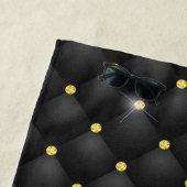 エレガント金ゴールド黒フェイクライン石モノグラム ビーチタオル (インサイチュ)