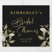 エレガント金ゴールド黒ブライダルシャワー スパークリングワインラベル (シングルラベル)