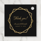 エレガント金ゴールド黒モダン幾何スクリ結婚プト フェイバータグ (裏面)