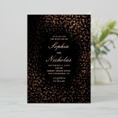 エレガント金ゴールド黒モダン結婚水玉模様 箔招待状 (立ち正面)