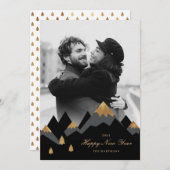 エレガント金ゴールド黒山写真新年 シーズンカード (正面/裏面)