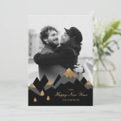 エレガント金ゴールド黒山写真新年 シーズンカード (スタンド正面)