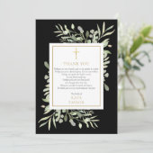 エレガント金ゴールド黒緑の葬儀詩 サンキューカード (スタンド正面)