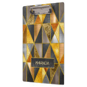 エレガント金ゴールド黒銀幾何三角形 クリップボード (左)