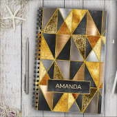 エレガント金ゴールド黒銀幾何三角形 ノートブック