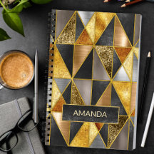 エレガント金ゴールド黒銀幾何三角形