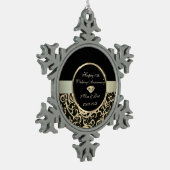 エレガント金ゴールド10周年結婚を旋回 スノーフレークピューターオーナメント (左)