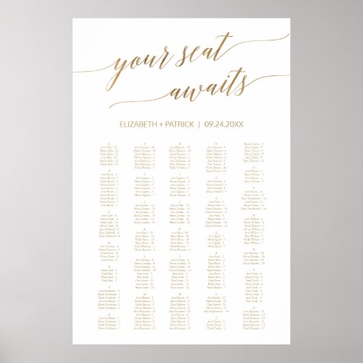 エレガント金ゴールド200以上の座席表 ポスター (正面)