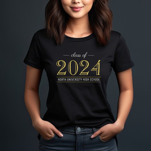 エレガント金ゴールド2022年卒業カスタム授業 トライブレンドTシャツ