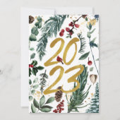 エレガント金ゴールド2023フェスティバルパイン緑の赤フローラ シーズンカード (正面)