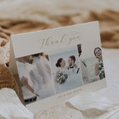 エレガント金ゴールド3写真テンプレート折り畳み有難う サンキューカード