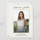 エレガント金ゴールド3写真書道卒業パーティー 招待状 (正面)